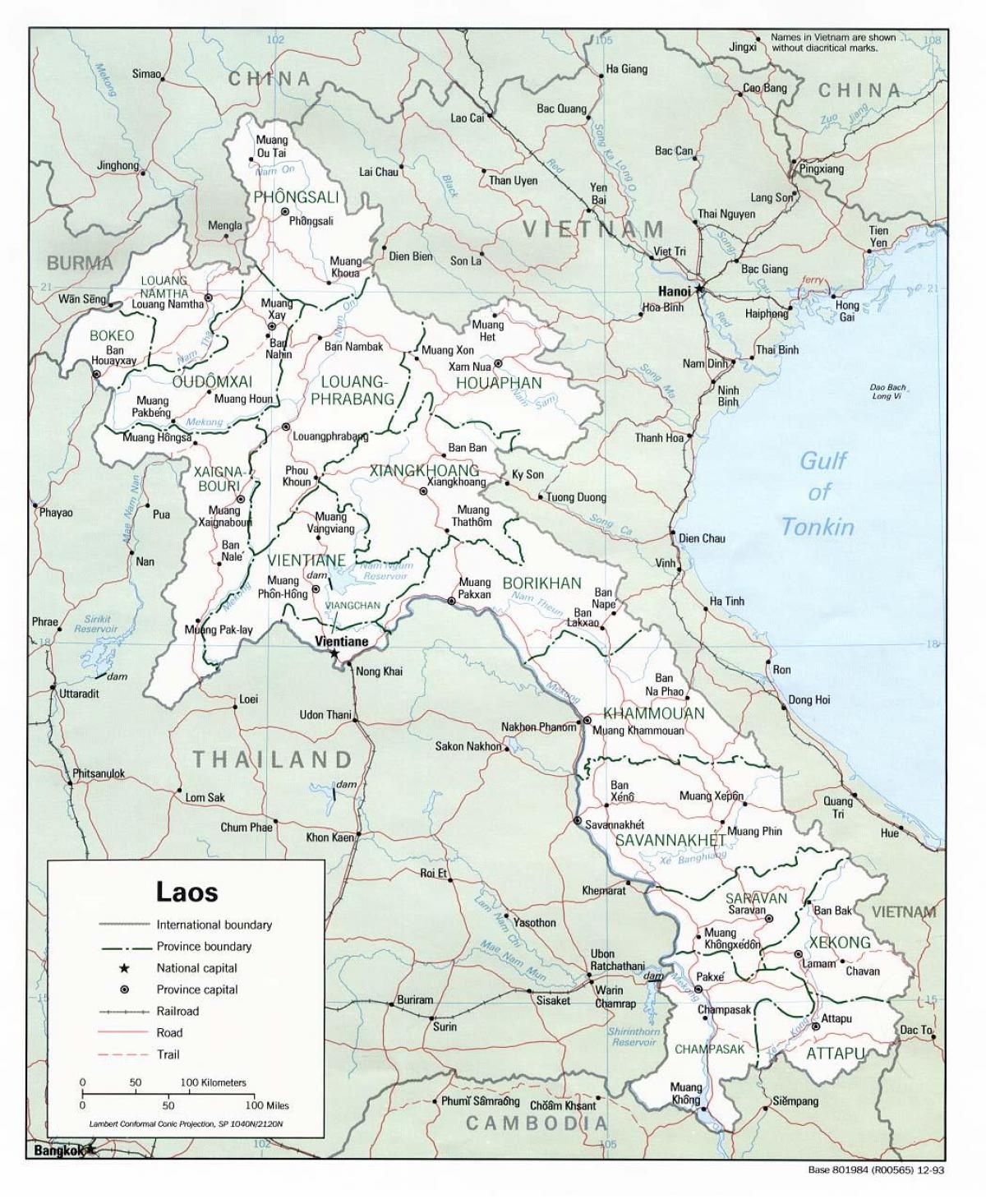 Карта Лаос падарожжа