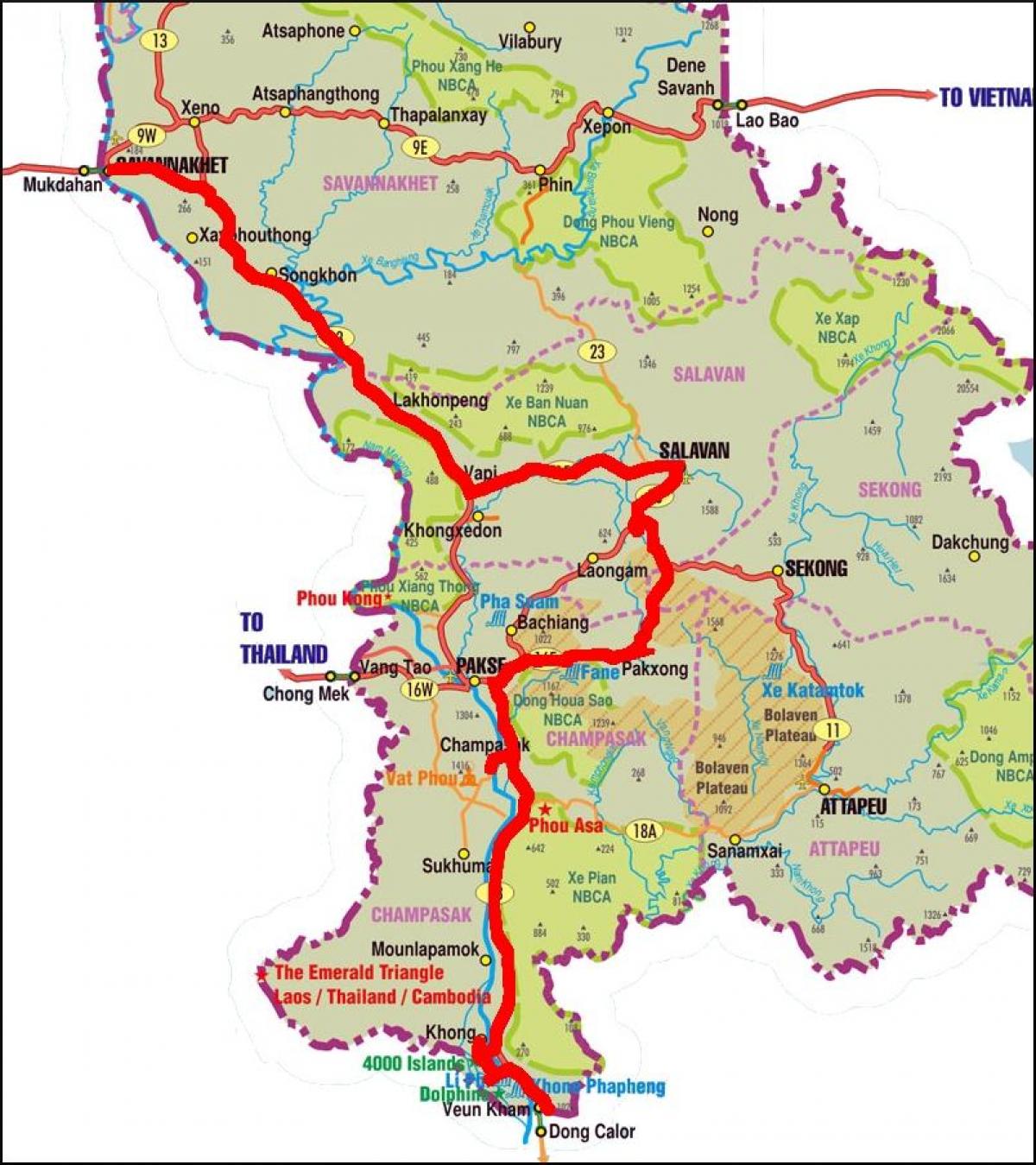 Карта саванакхета Лаос