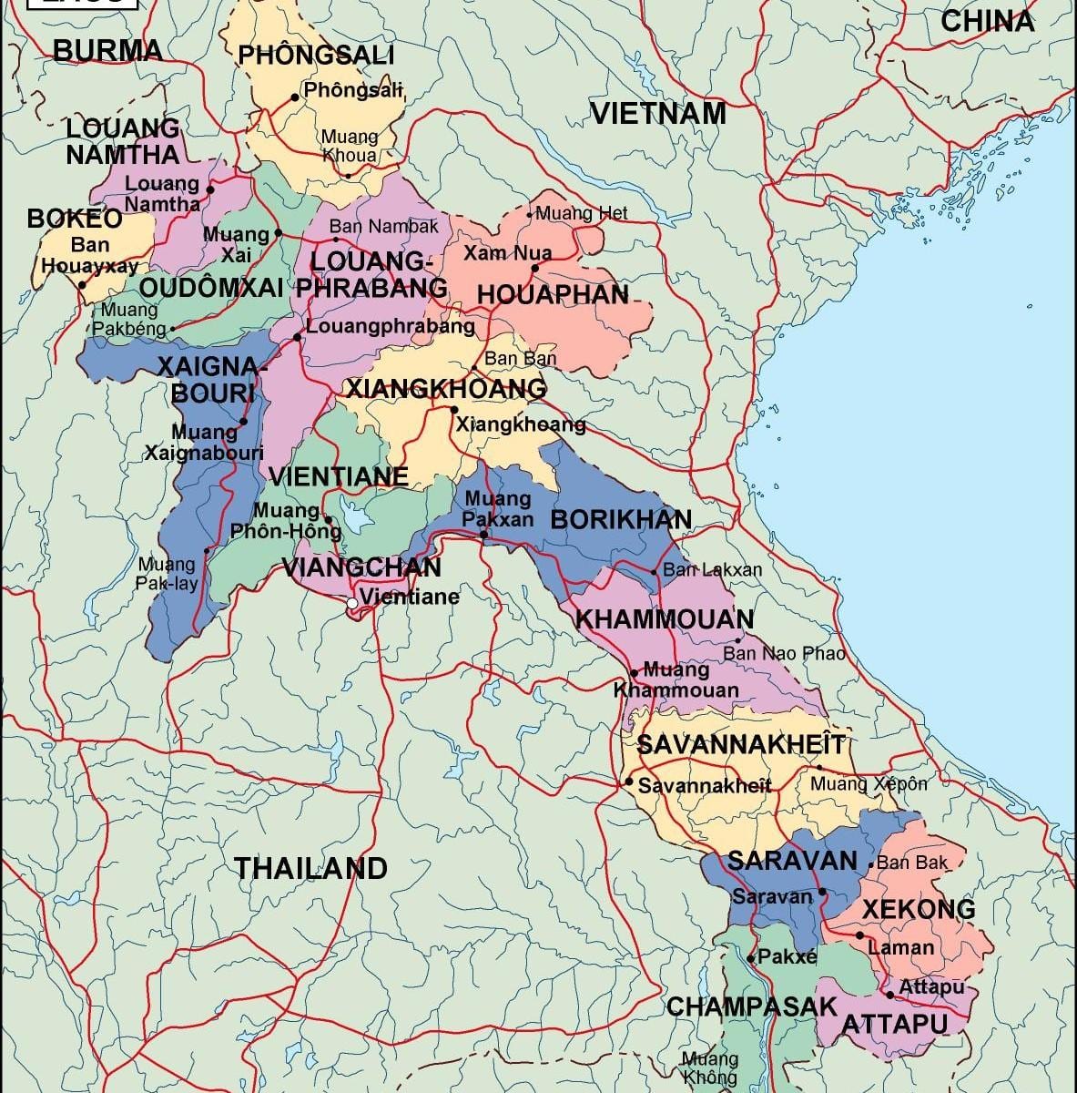 палітычныя Лаос карце