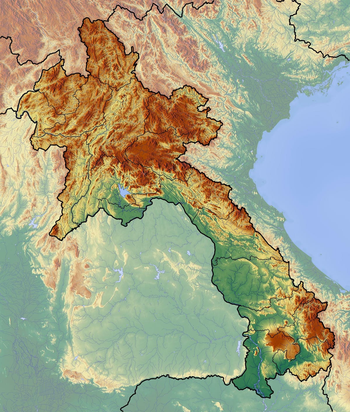 Карта Лаос тапаграфічная