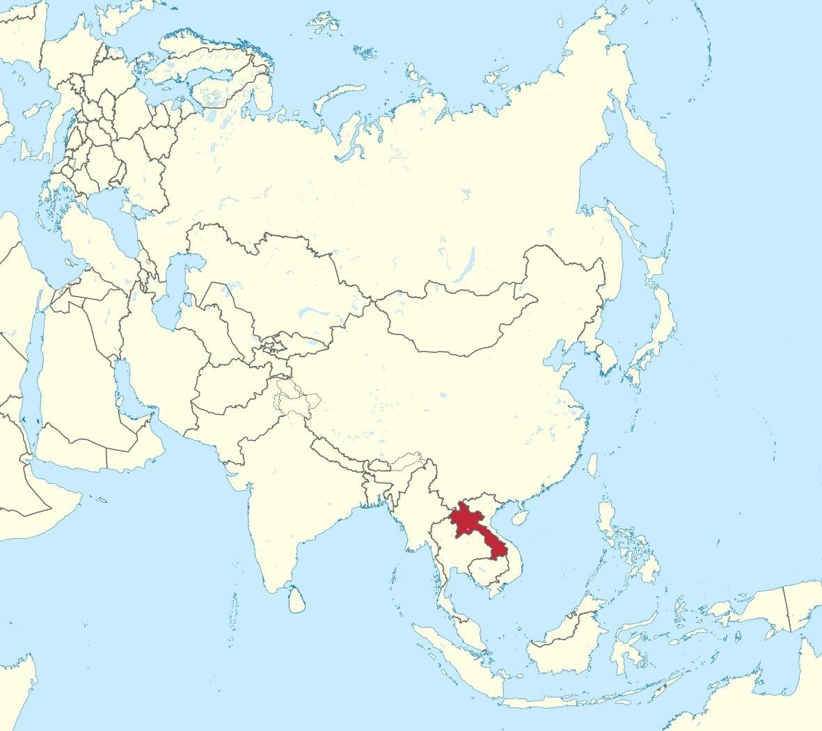 Карта Лаос Азіі