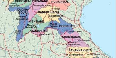 Палітычныя Лаос карце